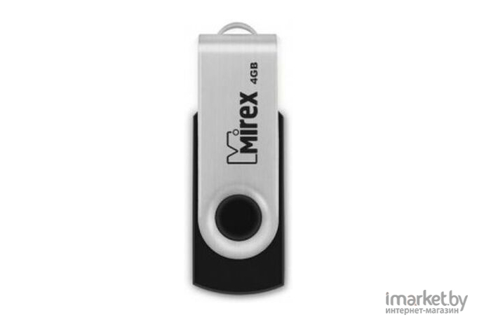 USB Flash Mirex SWIVEL RUBBER BLACK 4GB (13600-FMURUS04)