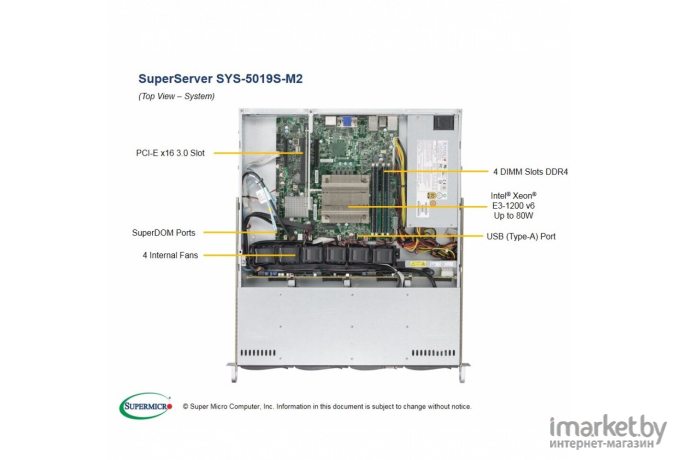 Сервер Supermicro SuperServer 1U 5019S-M [SYS-5019S-M]