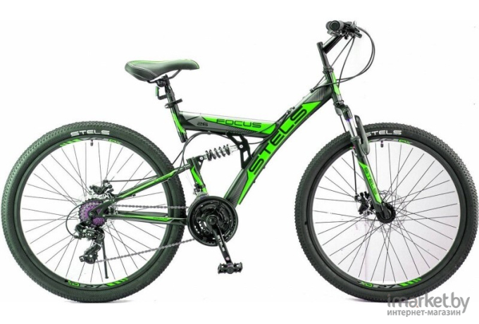 Велосипед Stels Focus MD 26 21-sp V010 рама 18 (черный/зеленый)