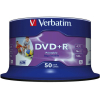 Оптический диск Verbatim DVD+R 4.7Gb 16x Wide Inkjet Printable noID 50шт CakeBox [43512]