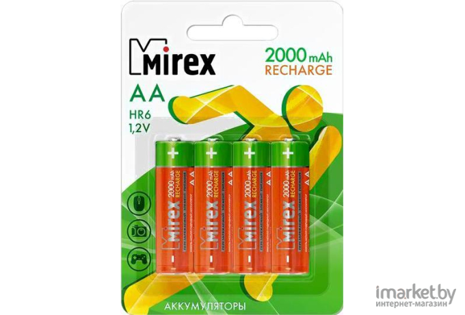 Батарейка, аккумулятор, зарядное Mirex Ni-MH АА 2000мАч 4шт [HR6-20-E4]