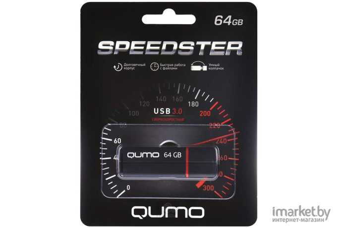 Usb flash QUMO 64GB 3.0 Speedster QM64GUD3-SP-black Black [19660]