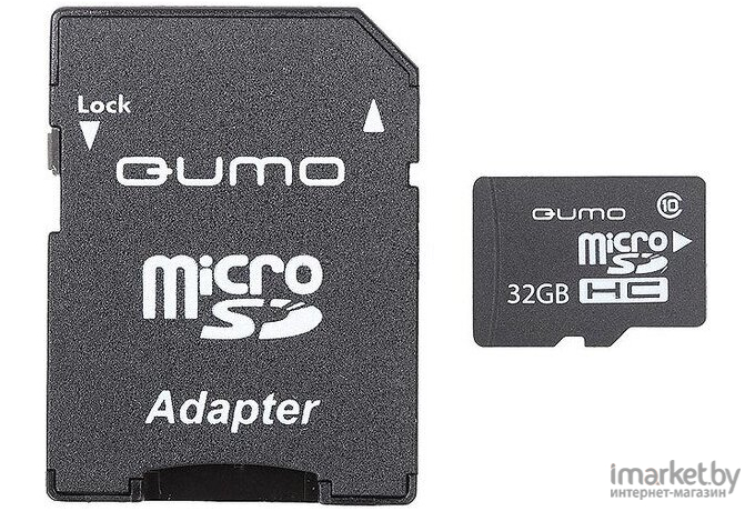 Карта памяти QUMO MicroSDHC 32GB Сlass 10 UHS-I ,3.0 с адаптером SD QM32GMICSDHC10U1 [18742]