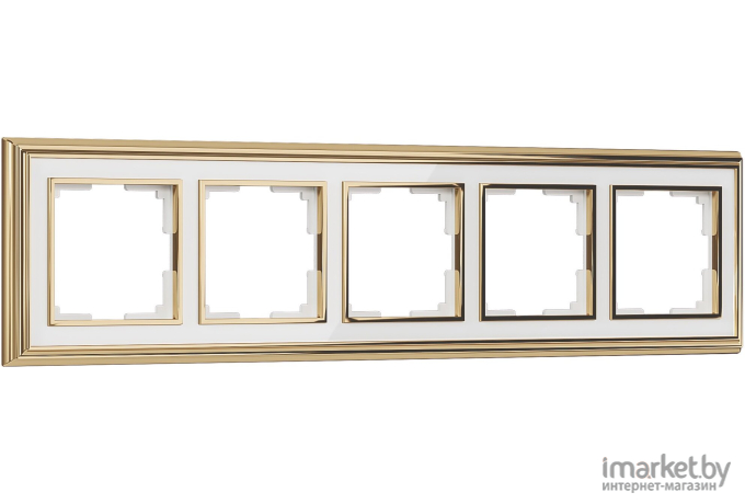 Рамка для выключателя и розетки Werkel Palacio 5 постов WL17-Frame-05 золото/белый [a037681]