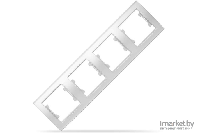 Рамка для выключателя и розетки Universal Бриллиант 4 поста горизонтальная белый [7947502]