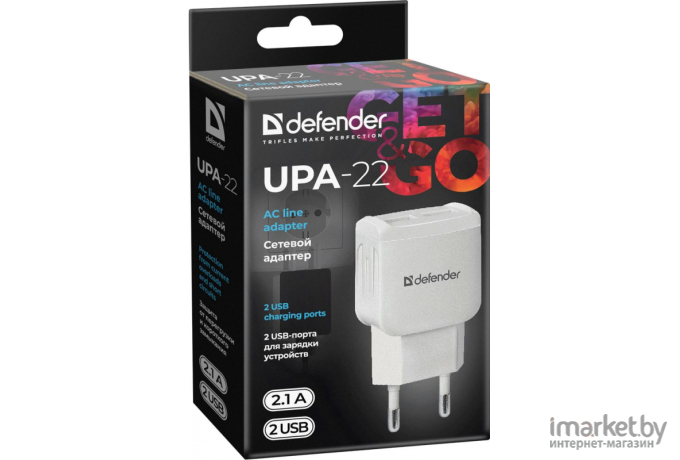 Сетевой адаптер Defender UPA-22 5V/2.1A 2XUSB [83580]