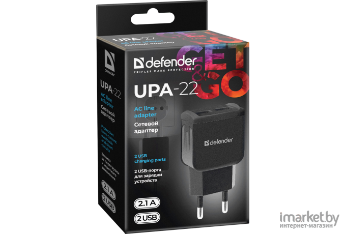 Сетевой адаптер Defender UPA-22 5V/2.1A 2XUSB [83579]