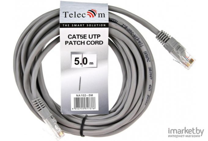 Кабель для компьютера Telecom Patch UTP Cat5E 5 m Grey [NA102--5M]