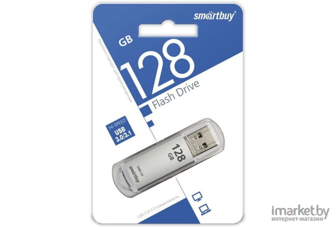 Usb flash SmartBuy 128Gb V-Cut Silver [SB128GBVC-S3]