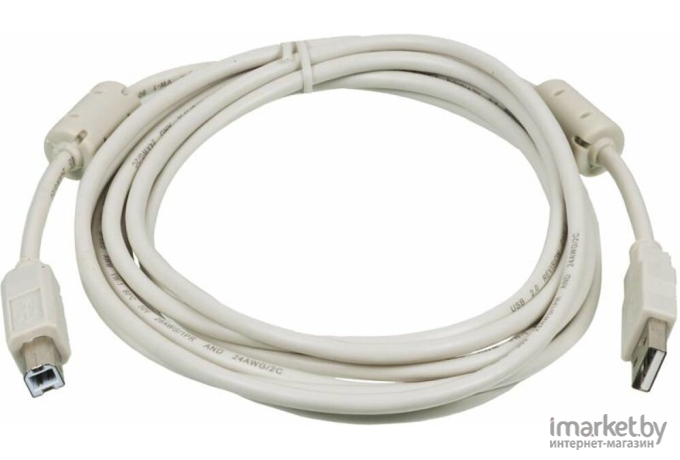Кабель USB2.0 Ningbo USB A(m) USB B(m) 3 м ферритовые кольца серый [USB2.0-AM/BM-3M-MG]