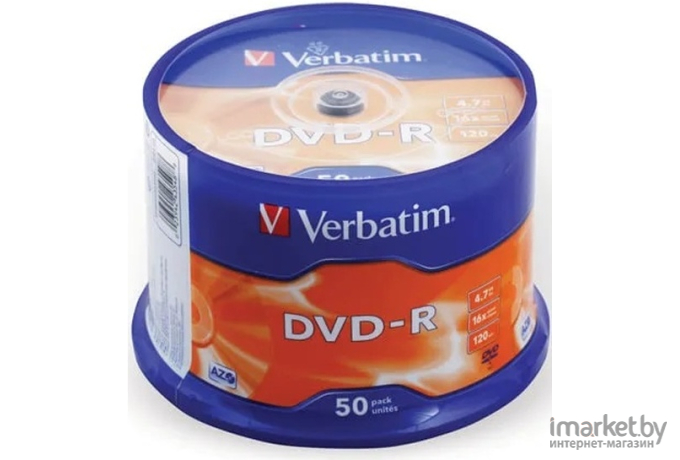 Оптический диск Verbatim DVD-R 4.7Gb 16x Cake Box 50 шт [43548]