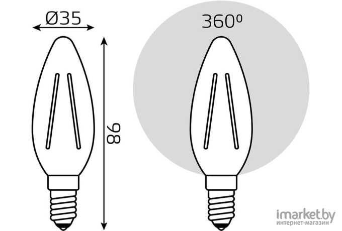 Лампа Gauss LED Свеча [103801209]