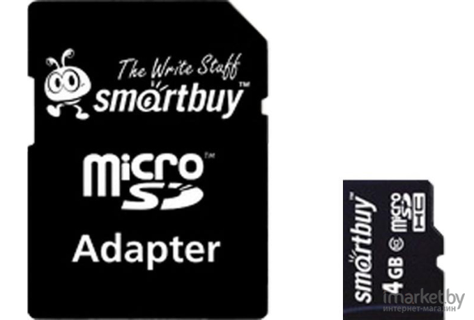 Карта памяти SmartBuy Micro SDHC 4GB Сlass 10 с адаптером SD [SB4GBSDCL10-01]