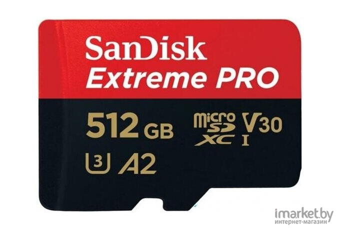 Карта памяти SanDisk 512GB microSDXC Class 10 UHS-I A2 C10 V30 U3 Extreme Pro SD адаптер [SDSQXCZ-512G-GN6MA]