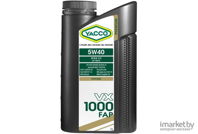 Моторное масло Yacco VX 1000 FAP 5W40 2л