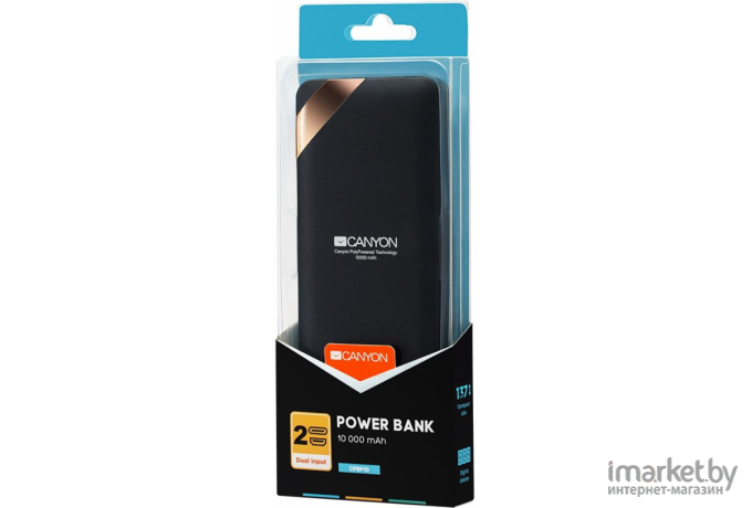 Портативное зарядное устройство Canyon Power bank 10000mAh Black [CNE-CPBP10B]