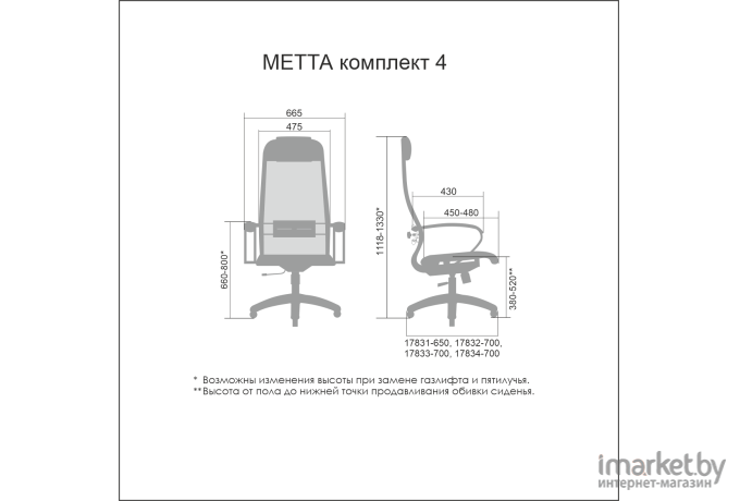 Офисное кресло Metta Комплект 4 / SU-1-BK серый