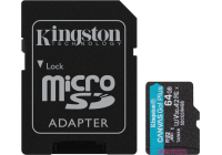 Карта памяти Kingston SecureDigital Micro 64Gb SDXC Canvas Go Plus 170R Class 10 UHS-I U3 V30 A2 + переходник [SDCG3/64GB]