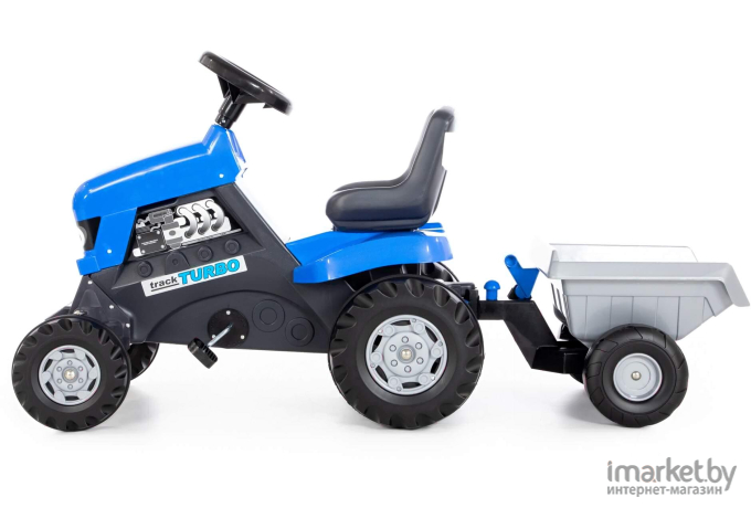 Каталка Полесье Трактор с педалями Turbo с полуприцепом синий [84637]