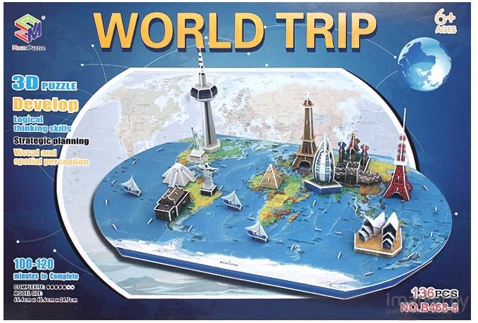 Пазл Darvish 3D Карта мира. Достопримечательности [DV-T-2205]