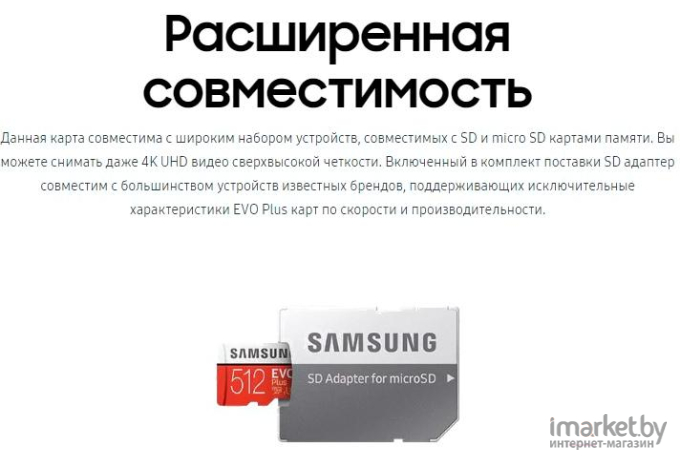 Карта памяти Samsung MicroSD EVO plus 256 ГБ [MB-MC256HA/RU]