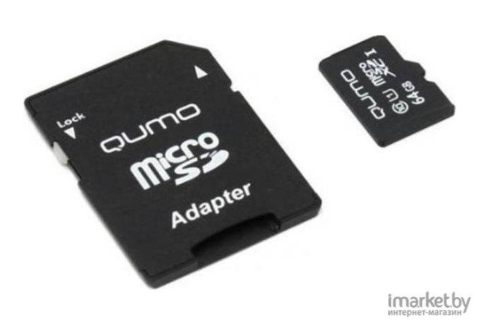 Карта памяти QUMO microSDXC 64GB Pro series microSDXC Class 10 UHS-I, U3 + SD адаптер [QM64GMICSDXC10U3]