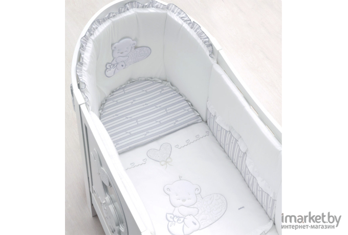 Детская кроватка Italbaby Love Oval в комплекте и белье 4  предмета белый [070.1400-0405]