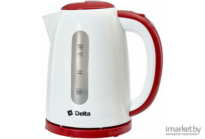 Электрочайник Delta DL-1106 белый/бордовый