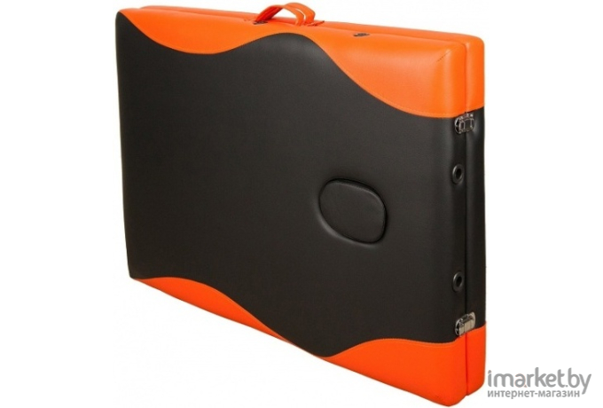 Стол массажный Atlas Sport складной 2-с 60 см деревянный + сумка черно-оранжевый