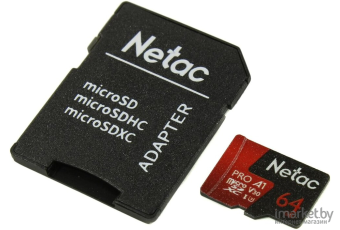 Карта памяти Netac MicroSD P500 Extreme Pro 64GB [NT02P500PRO-064G-S]