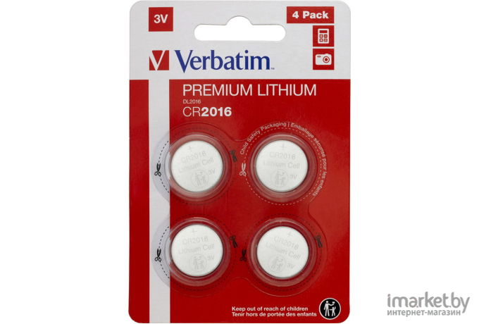 Батарейка Verbatim CR2016 4 шт [49531]