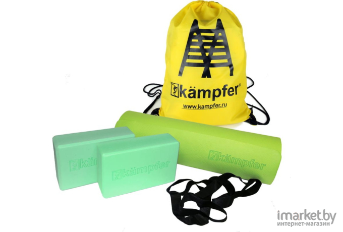 Набор для йоги Kampfer Combo Green зеленый/желтый
