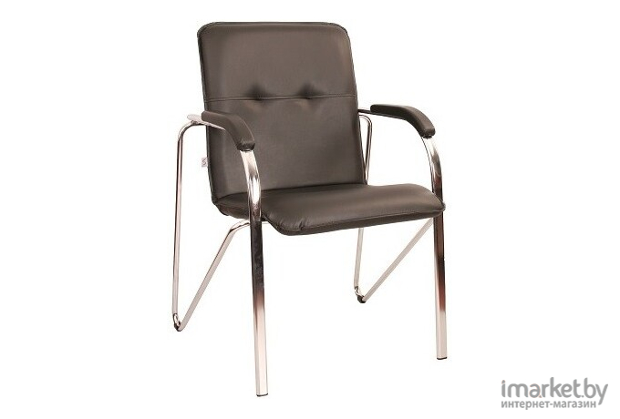Офисное кресло Белс Самба хром (темно-коричневый кожзам)