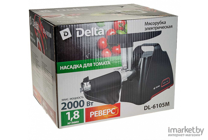 Мясорубка Delta DL-6105M черный/красный