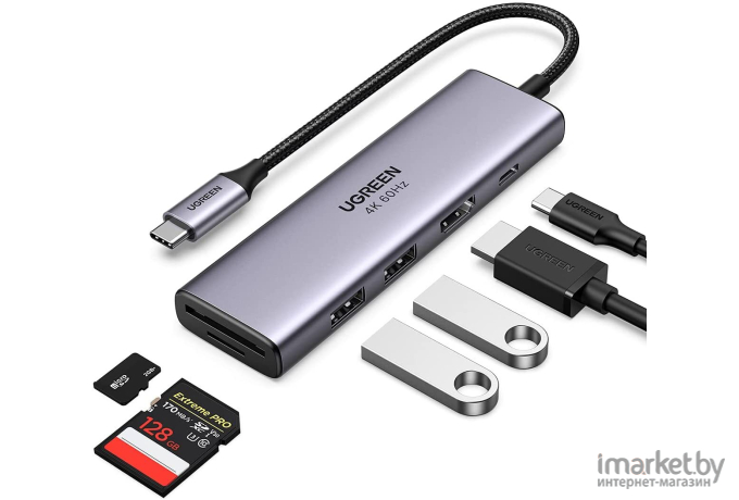 USB-хаб Ugreen CM511-60384 Space Gray [60384]