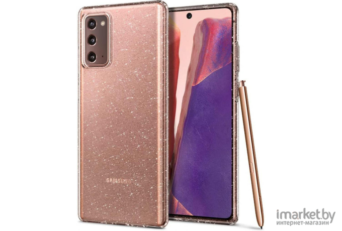Чехол для Samsung Galaxy Note 20 гелевый с блестками Spigen Liquid Crystal Glitter прозрачный