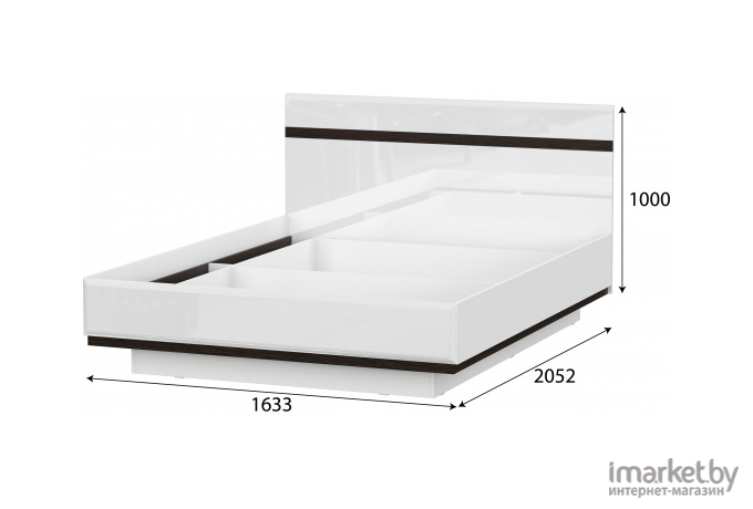 Кровать SV-Мебель Соло К двойная универсальная 1,6x2,0 (00-00102345) белый/венге/белый глянец/венге