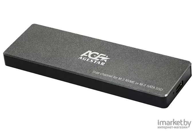 Внешний корпус SSD AgeStar NVMe/SATA USB3.0 алюминий черный (31UBVS6C)