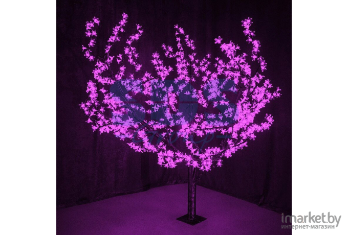 Светодиодное дерево Сакура, высота 1,5м, диаметр кроны 1,8м, фиолетовые светодиоды, IP 54, понижаю