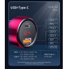 Автомобильное зарядное устройство Baseus CCMLC20C-09 Magic Series Dual QC digital display USB + Type-C 45W Red