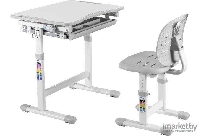 Парта + стул Fun Desk Piccolino III (серый)