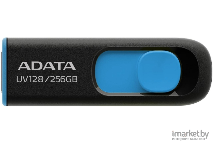 Флеш-накопитель A-Data DashDrive UV128 256Gb черный/синий (AUV128-256G-RBE)