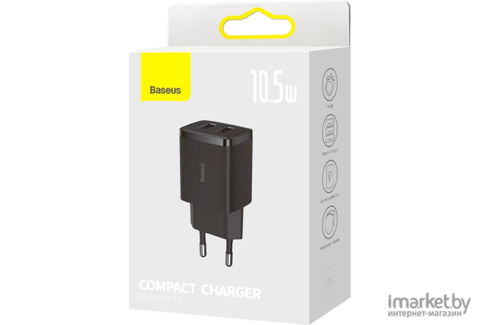 Сетевое зарядное устройство Baseus Compact Charger 2U 10.5W EU Black (CCXJ010201)