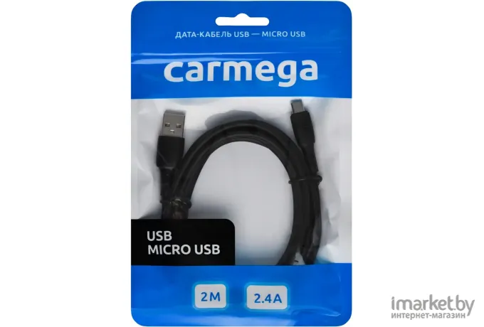 Кабель Carmega microUSB 2.0m Black (CAR-C-MIC2M-BK)
