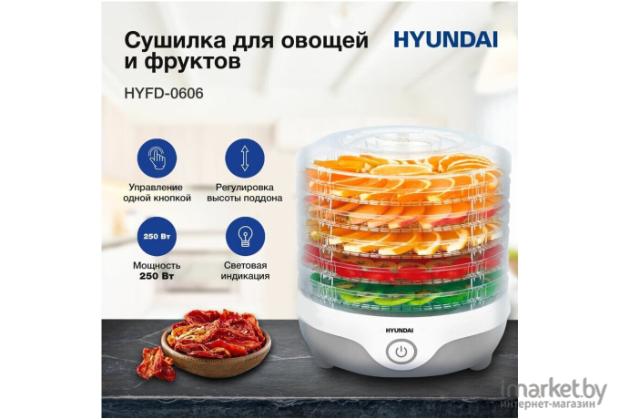 Сушилка для фруктов и овощей Hyundai HYFD-0606 белый