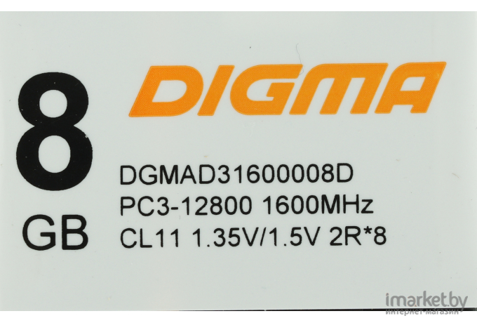 Оперативная память Digma DDR3L 8Gb 1600MHz DGMAD31600008D