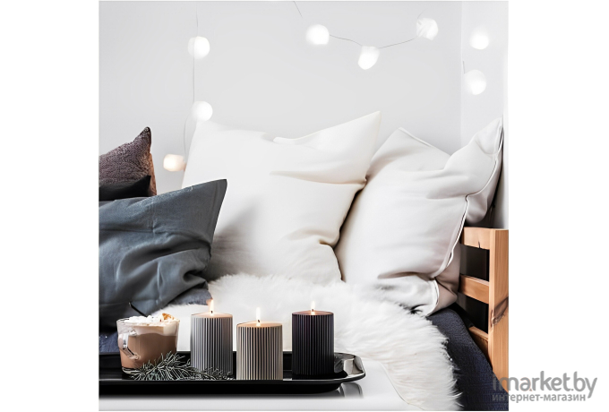 Набор ароматических свечей Ikea Гласбьерк кедр и ваниль зеленый/антрацитово-серый (305.336.19)