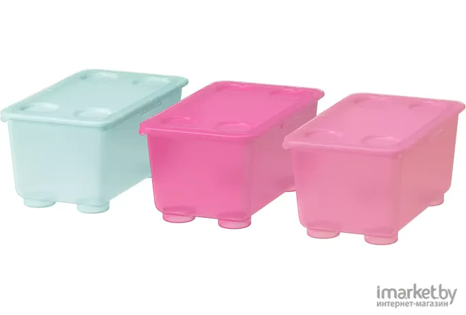 Набор контейнеров Ikea Глис розовый/бирюзовый (204.661.49)