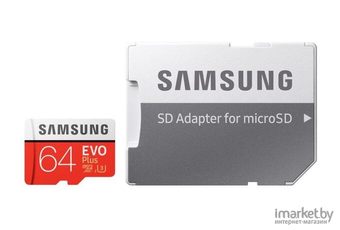 Карта памяти Samsung EVO+ microSDXC 64GB + адаптер [MB-MC64GA]
