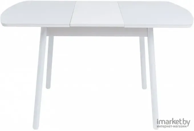 Стол обеденный Listvig Винер Mini R раздвижной со стеклом 94(126)x64x75 белый/белый